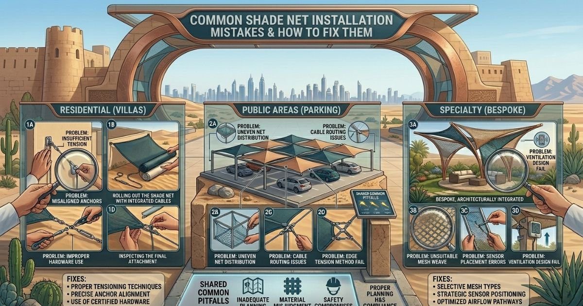 shade net installation mistakes UAE