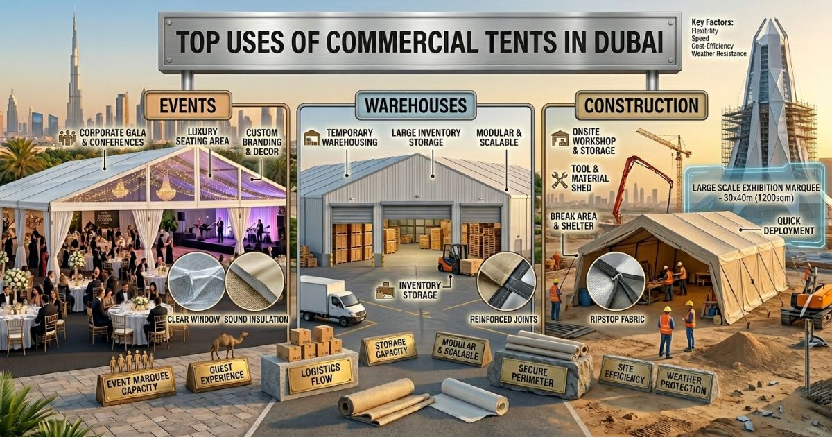 commercial tents uses Dubai