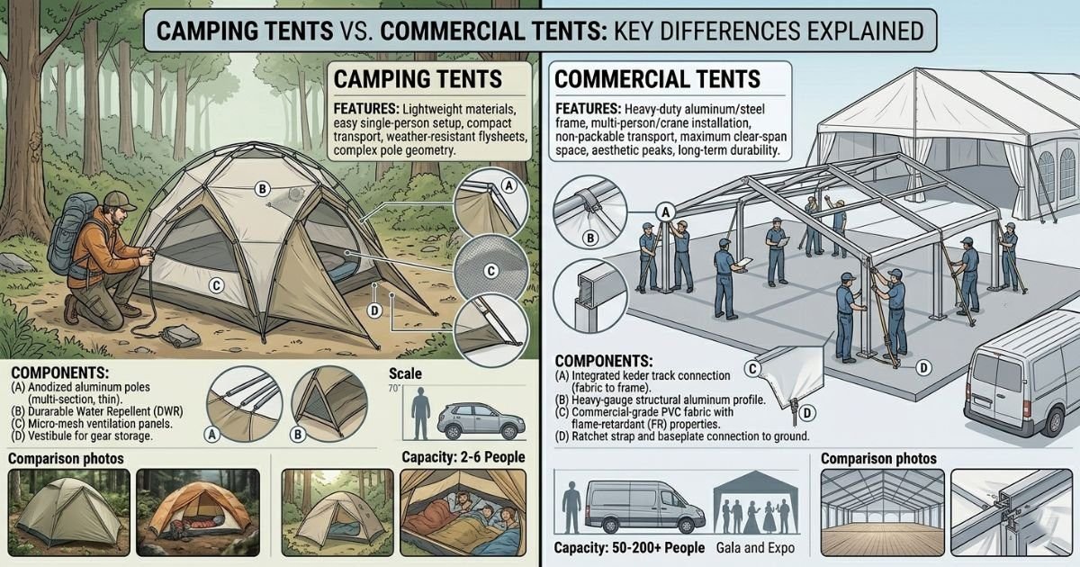 camping tents vs commercial tents